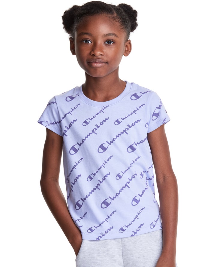 Champion T-Shirt Meisjes - LichtPaars - Classic All Over Logo ( 492071-KRE )